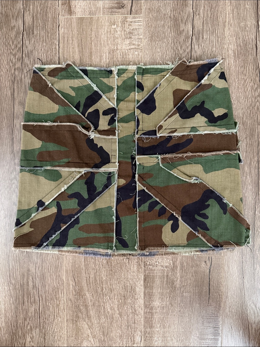 Free People camo patchwork British flag miniskirt